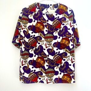 Vintage Che Studio Hot Air Balloon Blouse Size Large Top